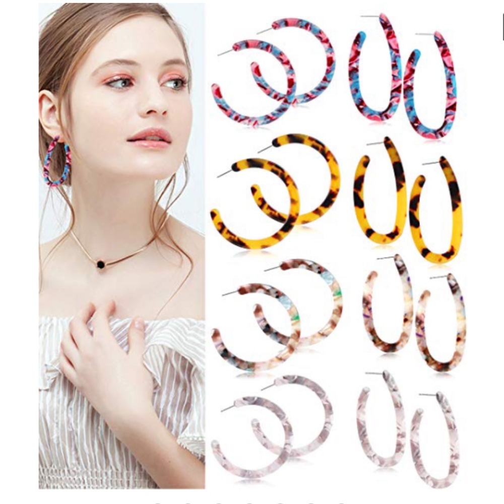 BaubleBar Style Acrylic Hoop Earrings